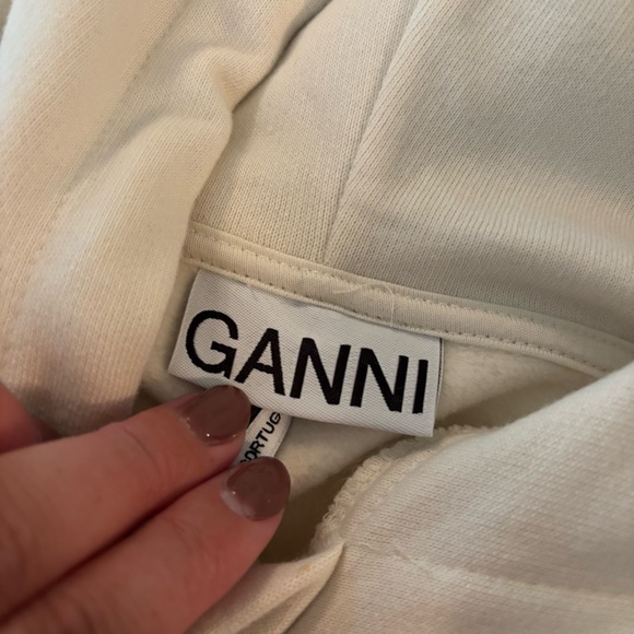 NWT! Ganni OVERSIZED HOODIE SOFTWARE EGRET Women’s Size Small/Medium - Picture 7 of 9